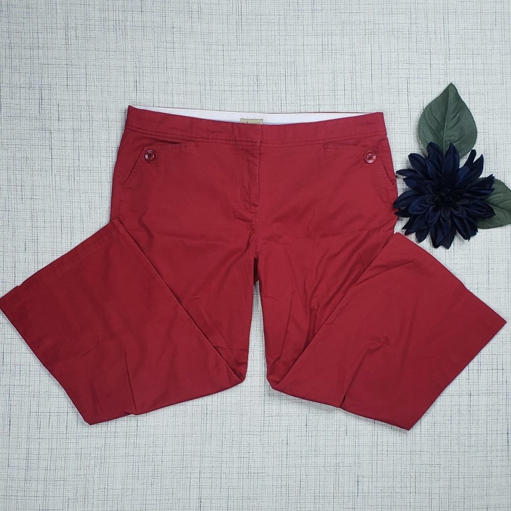 Anthropologie Elevenses Wide Leg Crop Red Pant 12